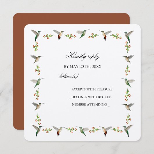 Custom Hummingbird RSVP Card (Vorne/Hinten)