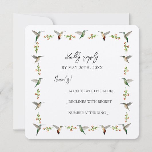 Custom Hummingbird RSVP Card (Vorderseite)
