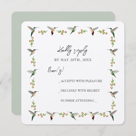 Custom Hummingbird RSVP Card (Vorne/Hinten)