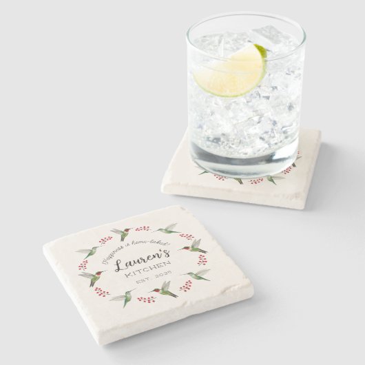 Custom Hummingbird Steinuntersetzer (Seitenansicht)