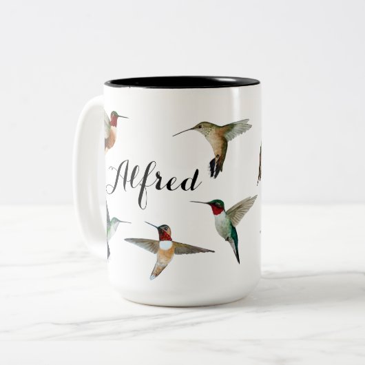 Custom Hummingbird Two-Tone-Kaffee-Tasse Zweifarbige Tasse (Vorderseite Links)