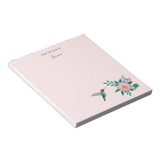 Custom Hummingbird und Wild Rose Notepad Notizblock (angewinkelt)