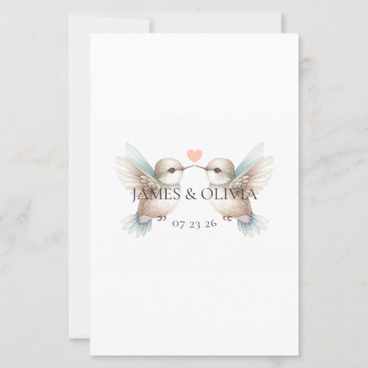 Custom Hummingbird Wedding Menu (Rückseite)