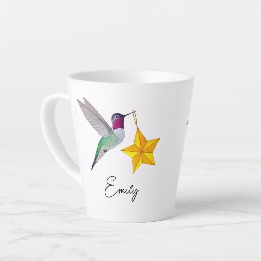 Custom Hummingbirds and Stars Latte Mug Milchtasse (Linke Ecke)