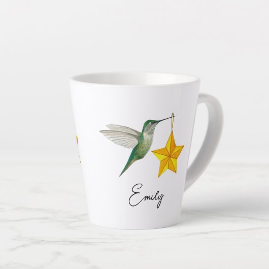 Custom Hummingbirds and Stars Latte Mug Milchtasse (Rechte Ecke)