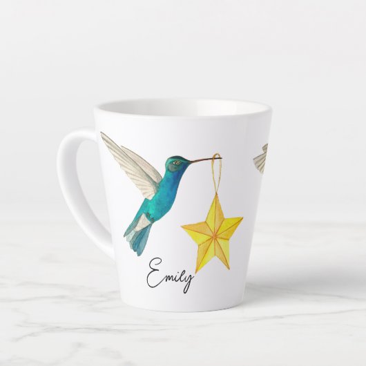 Custom Hummingbirds and Stars Latte Tasse (Linke Ecke)