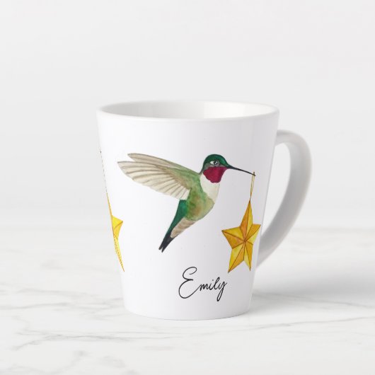 Custom Hummingbirds and Stars Latte Tasse (Rechte Ecke)