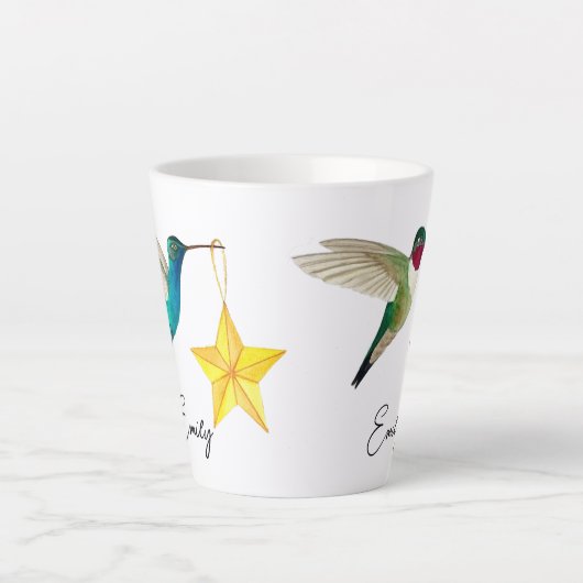 Custom Hummingbirds and Stars Latte Tasse (Vorderseite)
