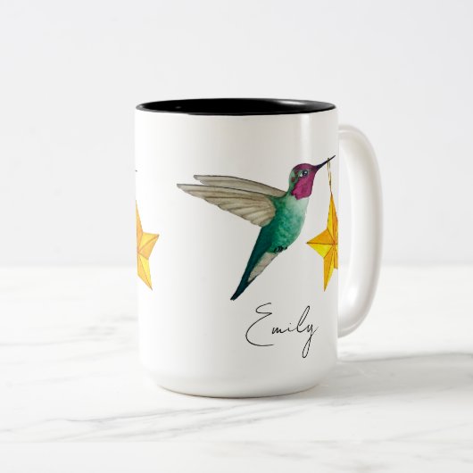 Custom Hummingbirds and Stars Zweitone Coffee Tass Zweifarbige Tasse (VorderseiteRechts)