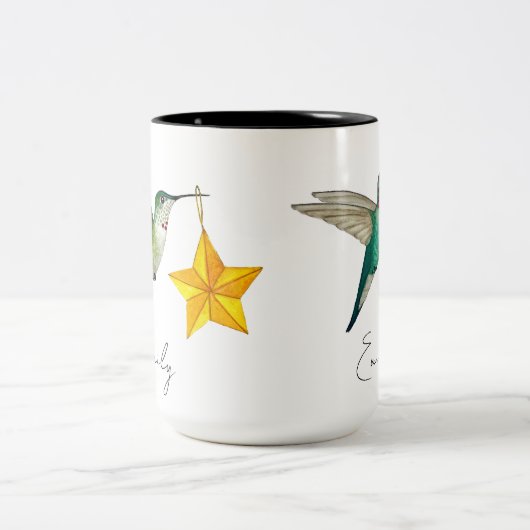 Custom Hummingbirds and Stars Zweitone Coffee Tass Zweifarbige Tasse (Mittel)