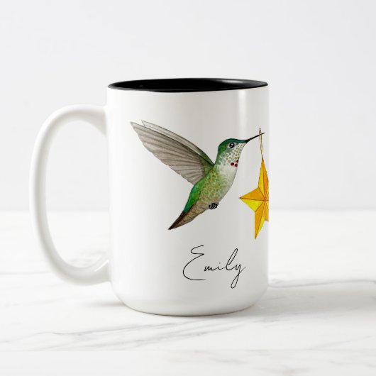 Custom Hummingbirds and Stars Zweitone Coffee Tass Zweifarbige Tasse (Links)