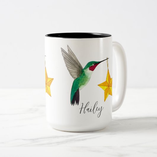 Custom Hummingbirds and Stars Zweitone Coffee Tass Zweifarbige Tasse (VorderseiteRechts)