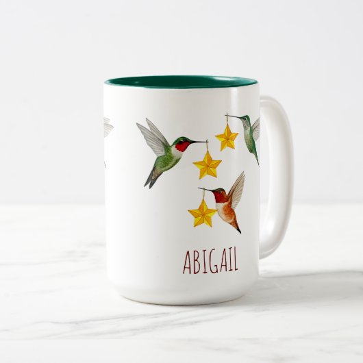 Custom Hummingbirds Frohe Weihnachten Zweifarbige Tasse (VorderseiteRechts)