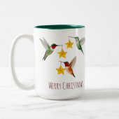Custom Hummingbirds Frohe Weihnachten Zweifarbige Tasse (Links)