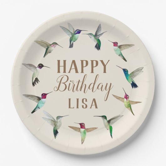 Custom Hummingbirds Happy Birthday Paper Teller (Vorderseite)
