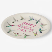 Custom Hummingbirds Happy Birthday Pappteller (Schrägansicht)