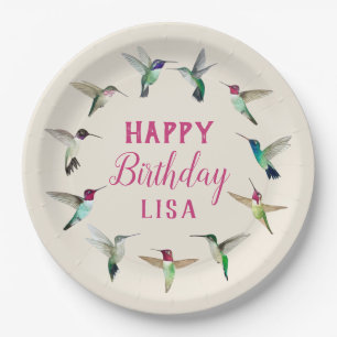 Custom Hummingbirds Happy Birthday Pappteller