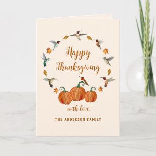Custom Hummingbirds Happy Thanksgiving Card Feiertagskarte