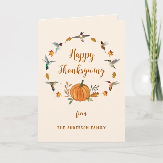 Custom Hummingbirds Happy Thanksgiving Card Feiertagskarte (Vorderseite)