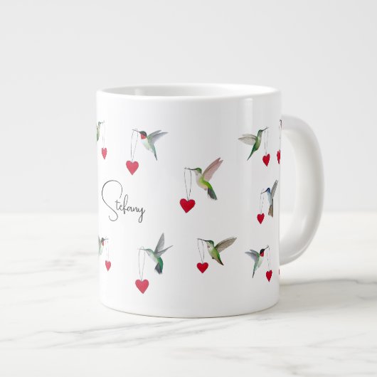 Custom Hummingbirds Riesenkaffee Tasse (Vorderseite Rechts)