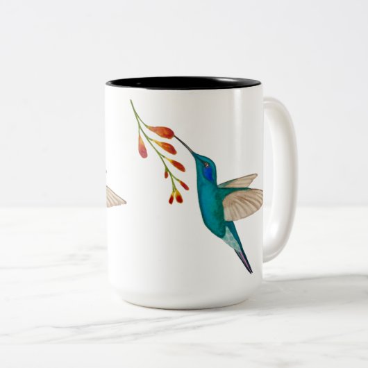 Custom Hummingbirds Two-Tone-Kaffee-Tasse Zweifarbige Tasse (VorderseiteRechts)