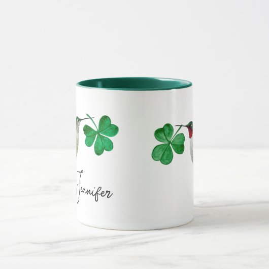 Custom Hummingbirds und Clover Two-Tone-Kaffee-Mu Tasse (Zentrum)
