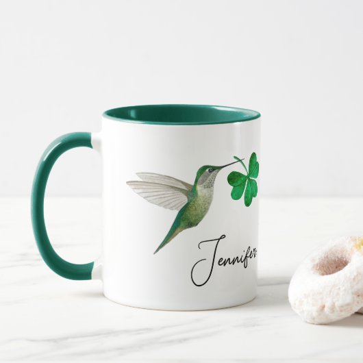 Custom Hummingbirds und Clover Two-Tone-Kaffee-Mu Tasse (Mit Donut)