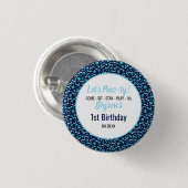 Custom Hund Birthday Blue Paw Print Puppy Pet Button (Vorne & Hinten)