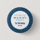 Custom Hund Birthday Blue Paw Print Puppy Pet Button (Vorderseite)