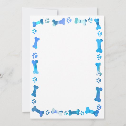 Custom Hund Birthday Blue Paw Print Puppy Pet Foto Einladung (Rückseite)