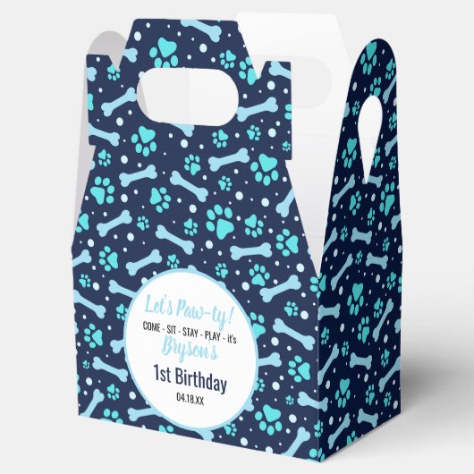 Custom Hund Birthday Blue Paw Print Puppy Pet Geschenkschachtel (Geöffnet)