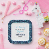 Custom Hund Birthday Blue Paw Print Puppy Pet Pappteller (Party)