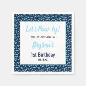 Custom Hund Birthday Blue Paw Print Puppy Pet Serviette (Vorderseite)
