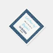 Custom Hund Birthday Blue Paw Print Puppy Pet Serviette (Ecke)