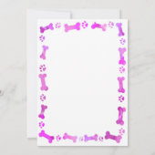 Custom Hund Birthday Pink Paw Prints Pet Foto Einladung (Rückseite)