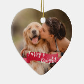 Custom Hund Foto 2-seitig Happy Pawlidays Red Keramik Ornament (Rechts)