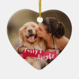 Custom Hund Foto 2-seitig Happy Pawlidays Red Keramik Ornament