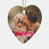Custom Hund Foto 2-seitig Happy Pawlidays Red Keramik Ornament (Links)