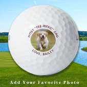 Custom Hund Foto Bester Vater je Red White Golfball