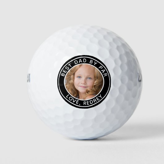 Custom Hund Foto Bester Vater Par Schwarz-weiß Gol Golfball (Vorderseite)