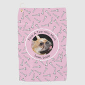 Custom Hund Foto Golfer Geschenk lustige rosa Dame Golfhandtuch (Vorderseite)