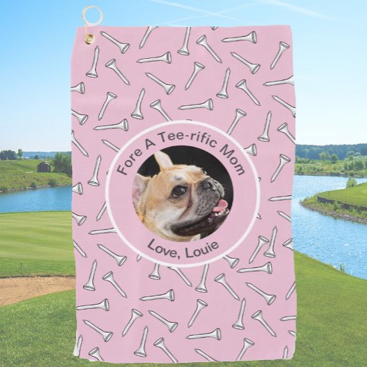 Custom Hund Foto Golfer Geschenk lustige rosa Dame Golfhandtuch
