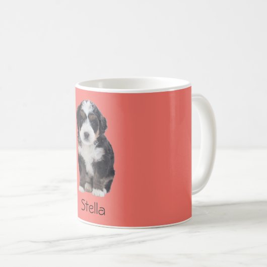 Custom Hund Foto Tasse - Sunset Coral mit Pet Name (VorderseiteRechts)
