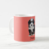 Custom Hund Foto Tasse - Sunset Coral mit Pet Name (Vorderseite Links)