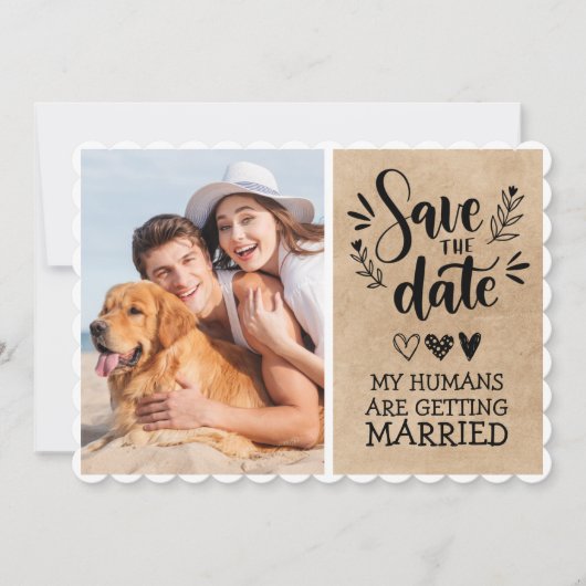 Custom Hund Haustier Foto Rustikal Save the Date F Einladung (Vorderseite)