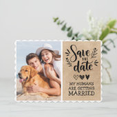 Custom Hund Haustier Foto Rustikal Save the Date F Einladung (Stehend Vorderseite)