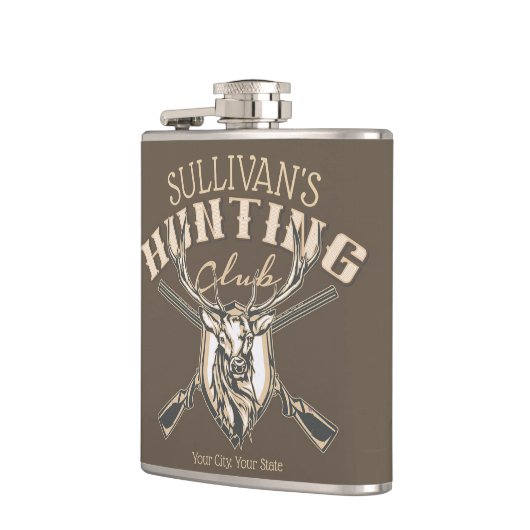 Custom Hunter NAME Deer Trophy Rifjagd Club Flachmann (Links)