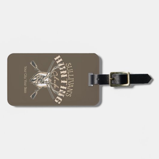 Custom Hunter NAME Deer Trophy Rifjagd Club Gepäckanhänger (Vorderseite horizontal)