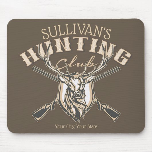 Custom Hunter NAME Deer Trophy Rifjagd Club Mousepad (Vorne)