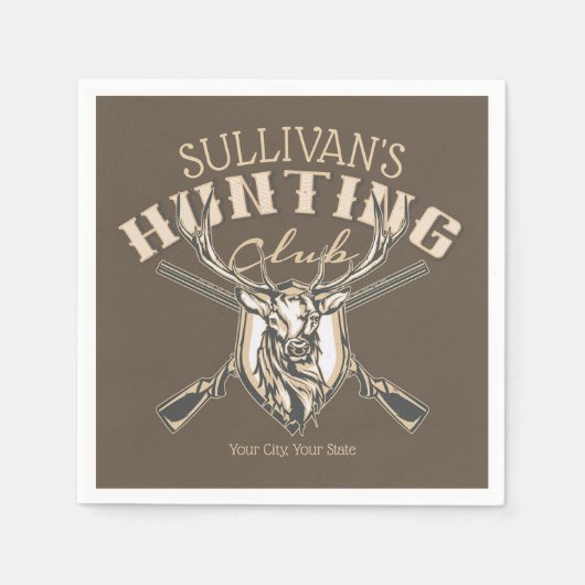 Custom Hunter NAME Deer Trophy Rifjagd Club Serviette (Vorderseite)